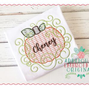 007 Pumpkin 1 with Swirls Motif Embroidery Design