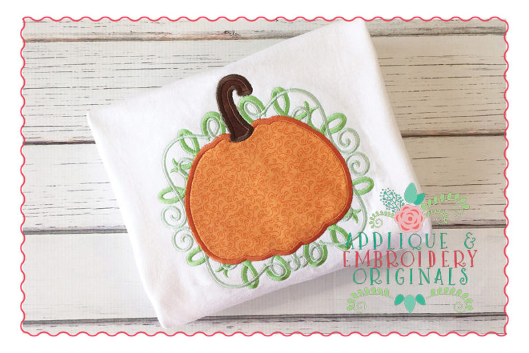 008 Pumpkin 2 with Swirls Applique Design