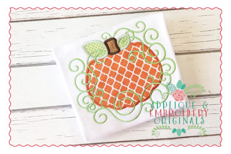 010 Pumpkin 1 Swirls Applique Design