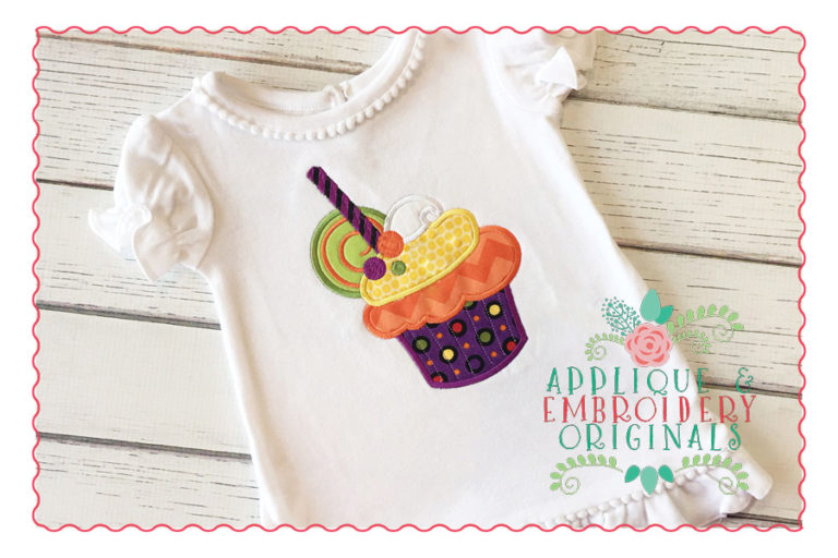 011 Halloween Cupcake Applique Design