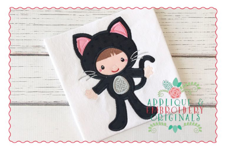 013 Halloween Child Kitty Applique Design