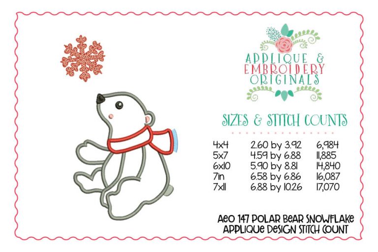 147 Polar Bear with Snowflake Applique Design - Image 3