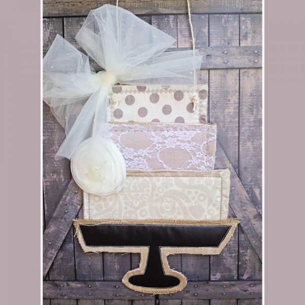 328 Birthday Cake Wedding Door Hanger In-The-Hoop Applique Design - Image 4