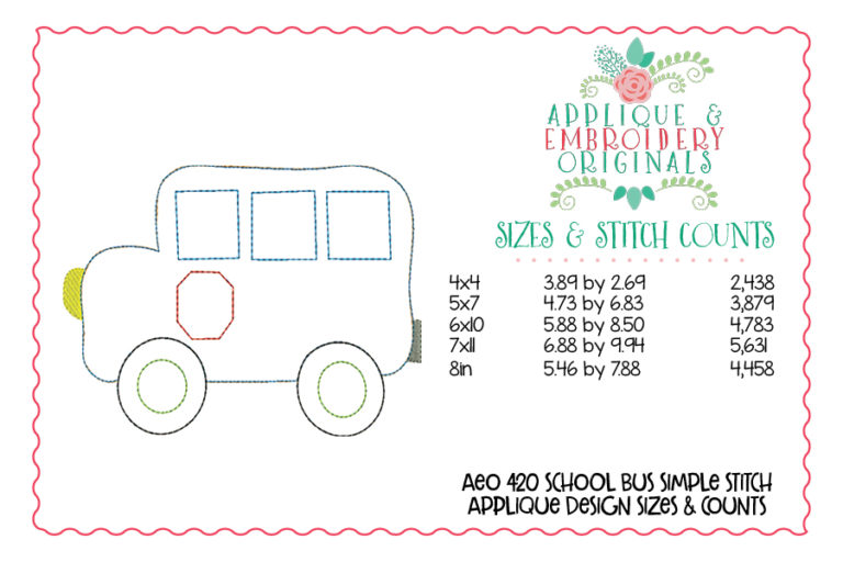 420 School Bus Simple Stitch Applique Design - Image 3