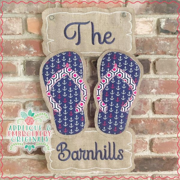 356 Flip Flops Beach Door Hanger In-The-Hoop Applique Design - Image 2