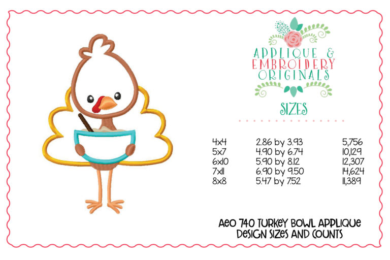 740 Turkey Bowl Applique Design - Image 3