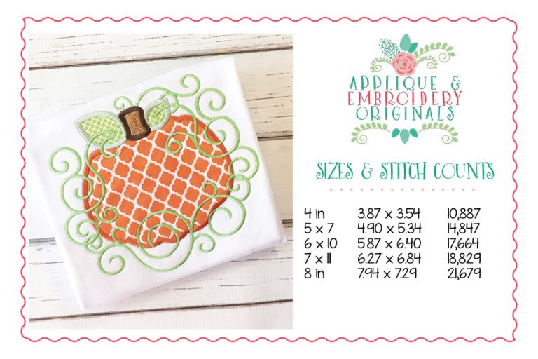 010 Pumpkin 1 Swirls Applique Design - Image 3