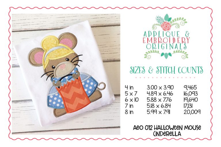 012 Halloween Mouse Cinderella Applique Design - Image 3