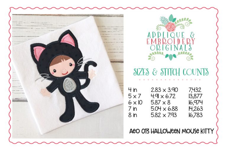 013 Halloween Child Kitty Applique Design - Image 2