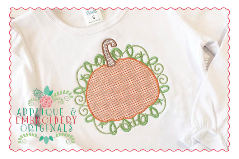 017 Pumpkin 2 with Swirls Motif Embroidery Design - Image 3
