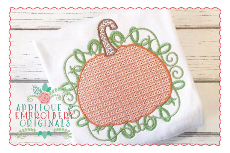 017 Pumpkin 2 with Swirls Motif Embroidery Design