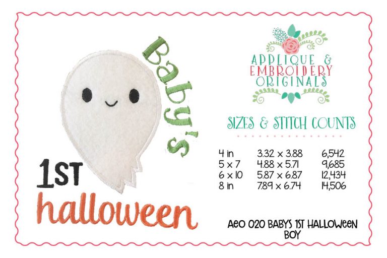 020 Baby's 1st Halloween Ghost Boy Applique Design - Image 2