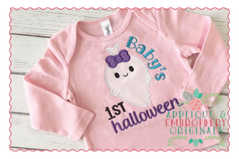021 Baby's 1st Halloween Ghost Girl Applique Design