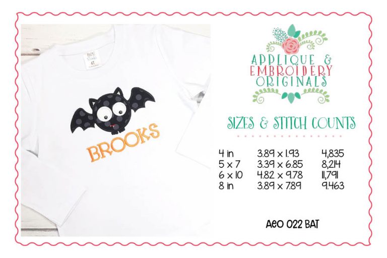 022 Bat Boy Applique Design - Image 3