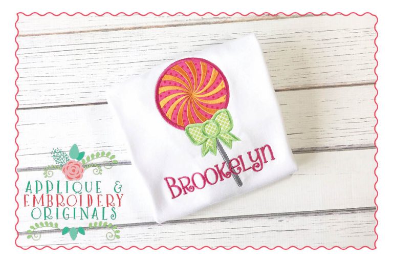 024 Lollipop with Bow Applique Design