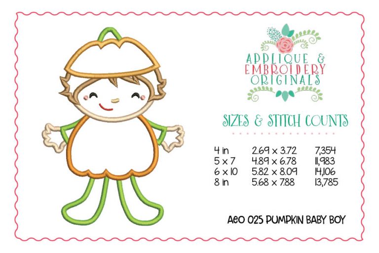 025 Pumpkin Baby Boy Applique Design - Image 2