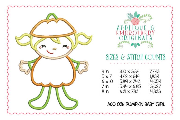 026 Pumpkin Baby Girl Applique Design - Image 3