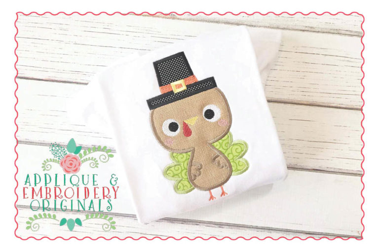 032 Pilgrim Hat Turkey Applique Design