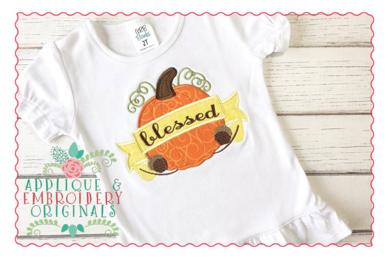 033 Pumpkin Banner Applique Design - Image 3