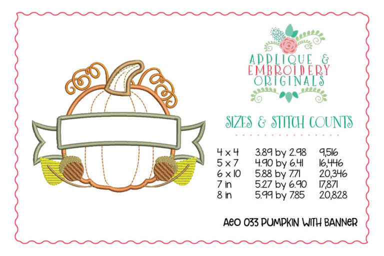 033 Pumpkin Banner Applique Design - Image 2