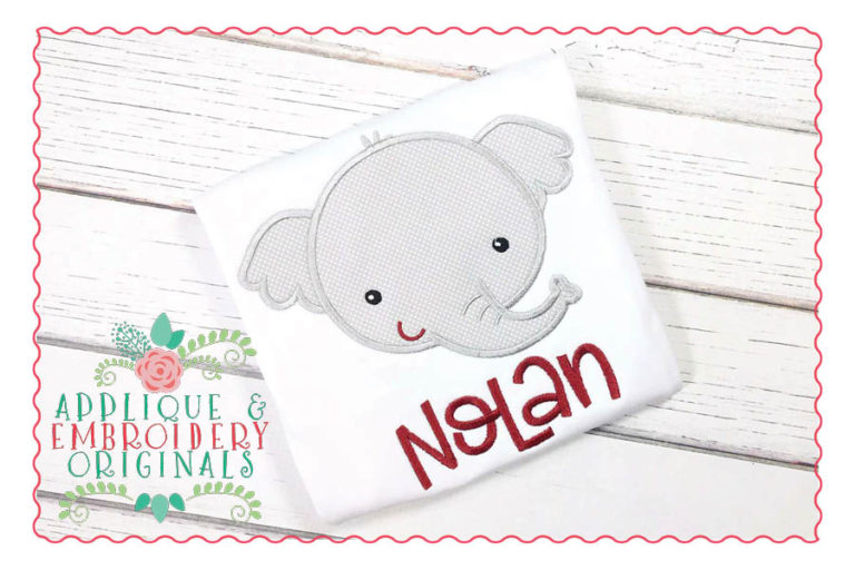 1428 Elephant Mascot Head Boy Applique Design