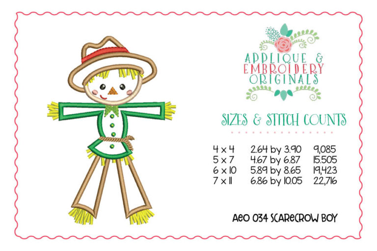 034 Scarecrow Boy Applique Design - Image 3