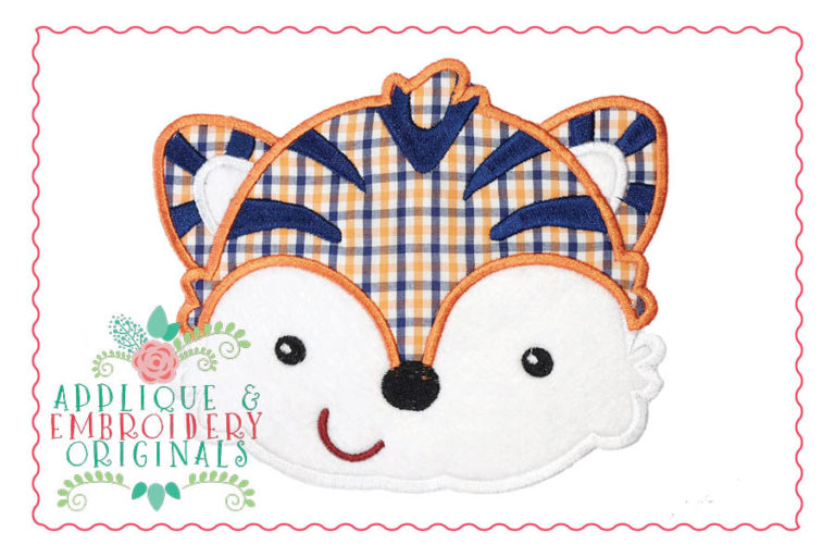 038 Tiger Mascot Head Boy Applique Design