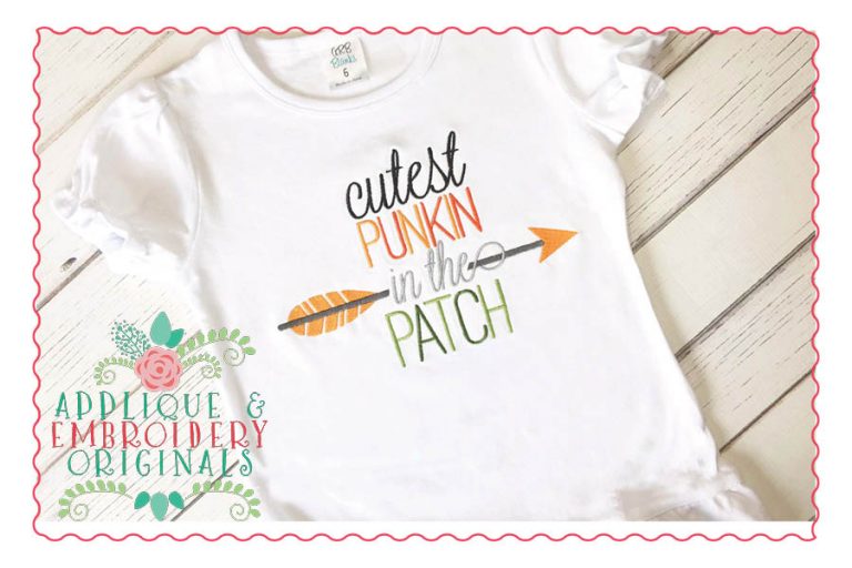 041 Cutest Punkin in the Patch Arrow Applique Design - Image 2