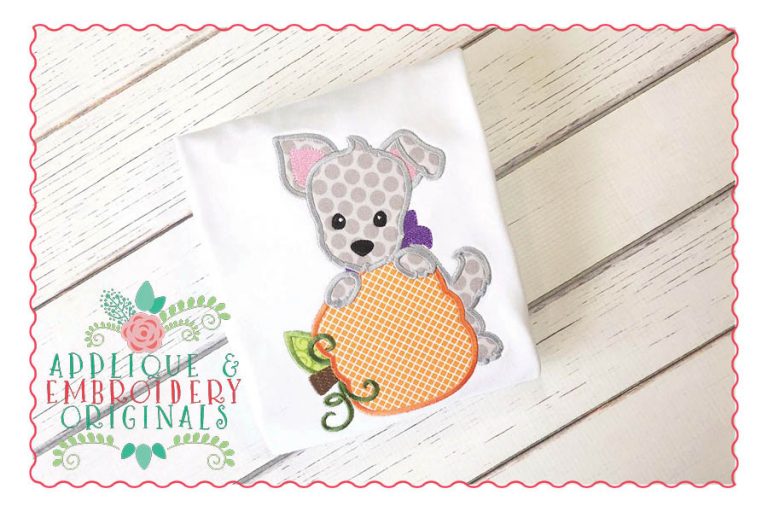 043 Pumpkin Puppy Applique Design