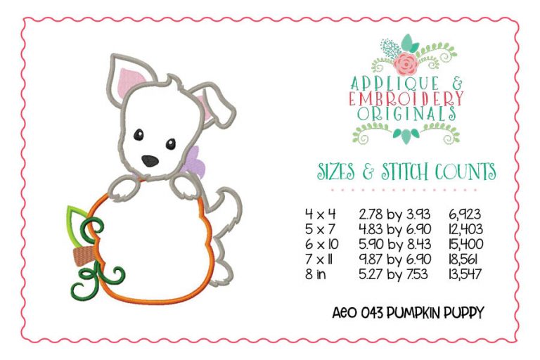 043 Pumpkin Puppy Applique Design - Image 3