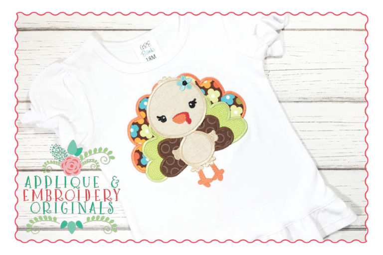 043 Turkey Girl with Flower Applique Design - Image 2