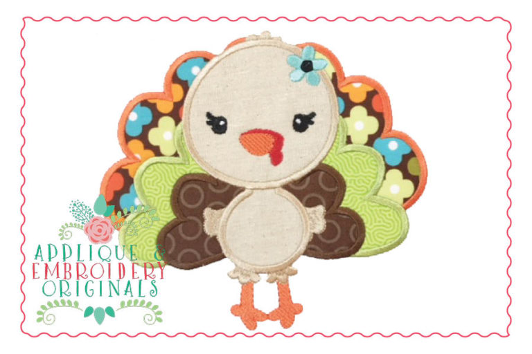 043 Turkey Girl with Flower Applique Design