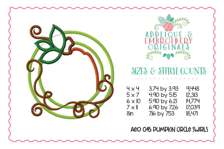 1393 Pumpkin Circle Swirls Applique Design - Image 4