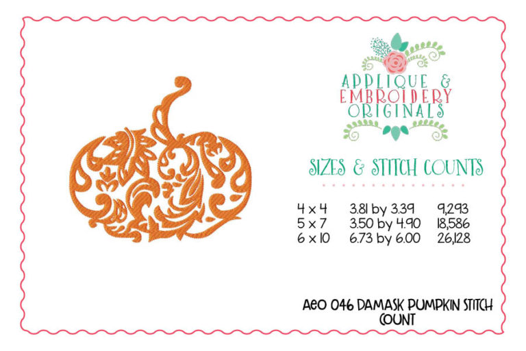 1394 Pumpkin Damask Embroidery Design - Image 2