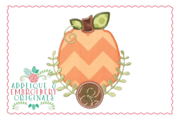 047 Preppy Pumpkin Monogram Frame Applique Design