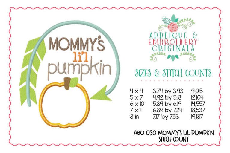 050 Mommy's Lil Pumpkin Applique Design - Image 3