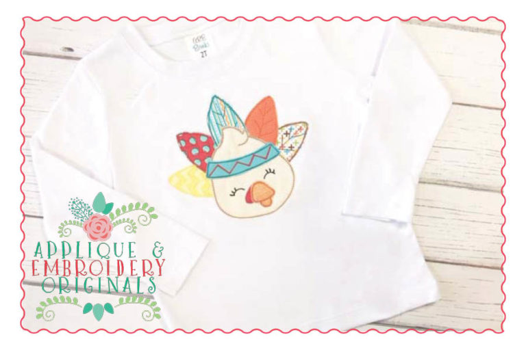 051 Turkey Feathers Simple Bean Applique Design - Image 2