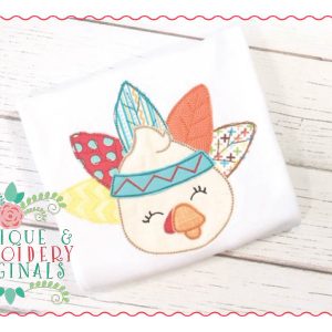 051 Turkey Feathers Simple Bean Applique Design