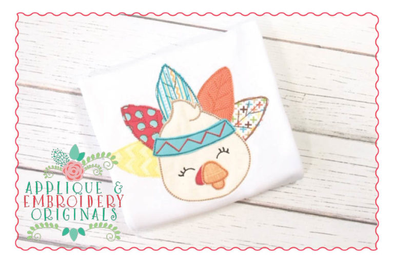 051 Turkey Feathers Simple Bean Applique Design
