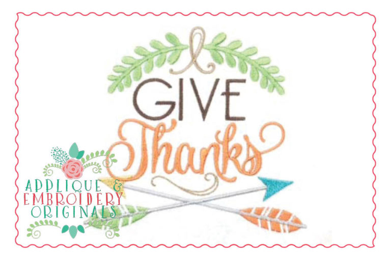 055 Give Thanks Embroidery Design