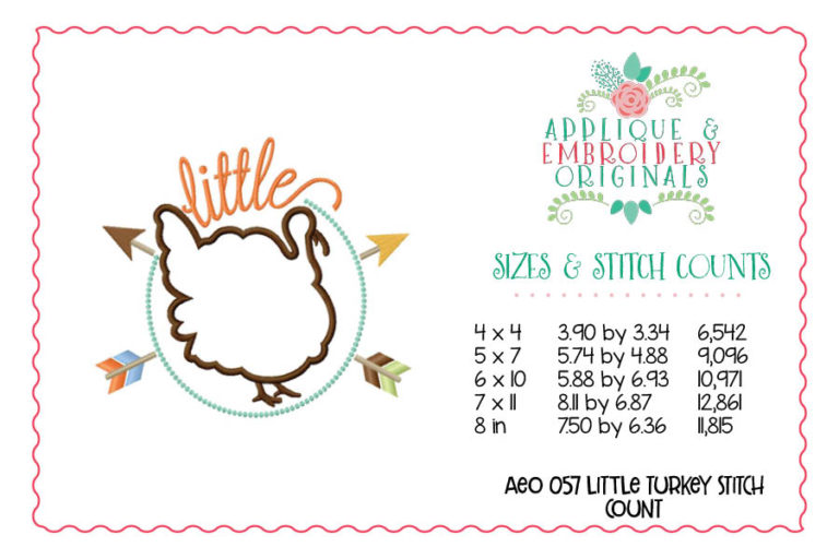 057 Little Turkey Applique Design - Image 3