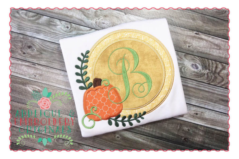 059 Pumpkin Circle Monogram Frame Applique Design