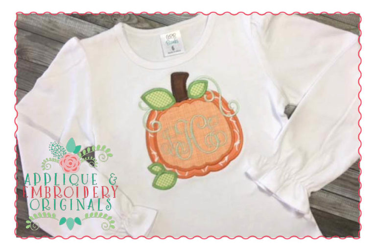 060 Pumpkin Shaped Monogram Frame Applique Design - Image 2