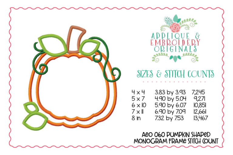 060 Pumpkin Shaped Monogram Frame Applique Design - Image 3