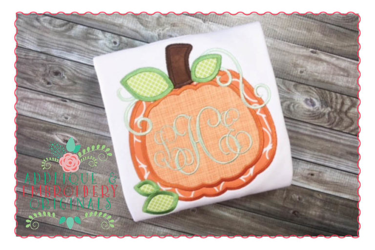060 Pumpkin Shaped Monogram Frame Applique Design