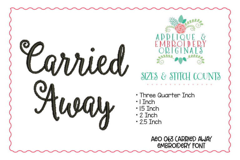 063 Carried Away Embroidery Font - Image 3