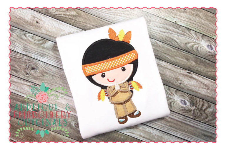 064 Native American Indian Boy Applique Design
