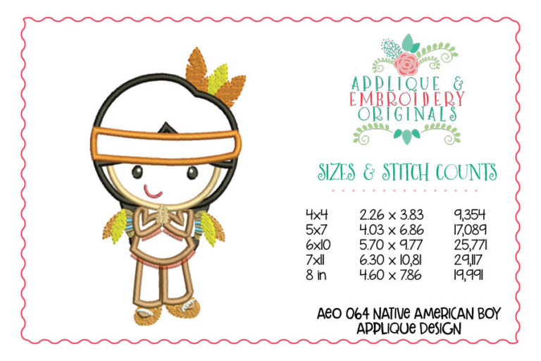 066 Native American Indian Kids Set Applique Design - Image 3