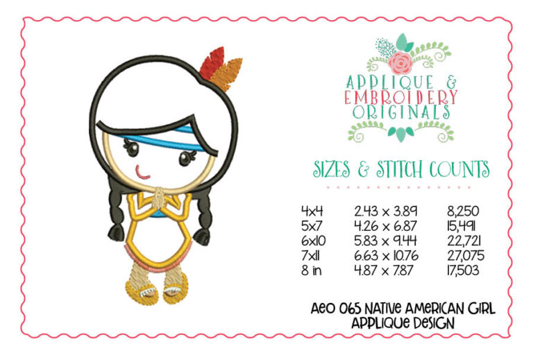066 Native American Indian Kids Set Applique Design - Image 2