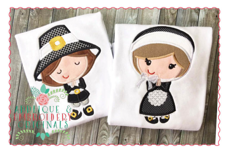 070 Pilgrim Kids Set Standing Applique Design